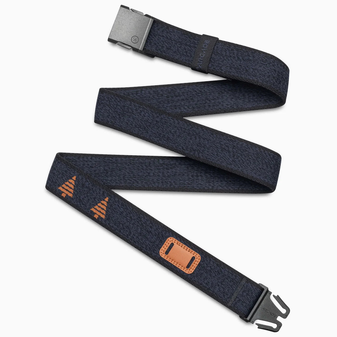 Arcade Belts A2 Unisex Adventure Belt: Heavy Duty Stretch, Metal Free Buckle - Heather Navy / Black