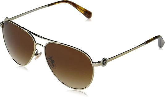 Coach HC7128 Sunglasses, Shiny Light Gold/Brown Gradient, 58 mm